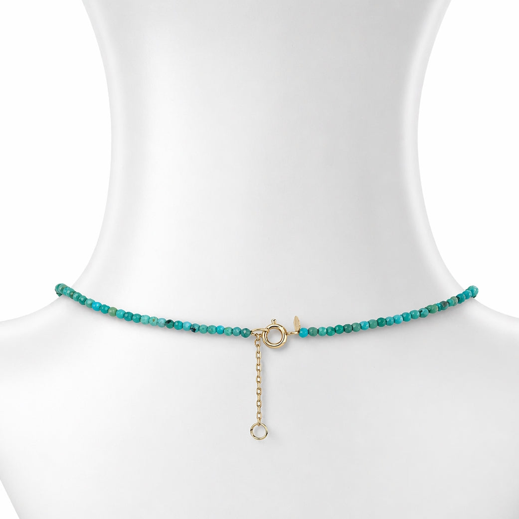 14k Turquoise with Barrel Shape Center Necklace