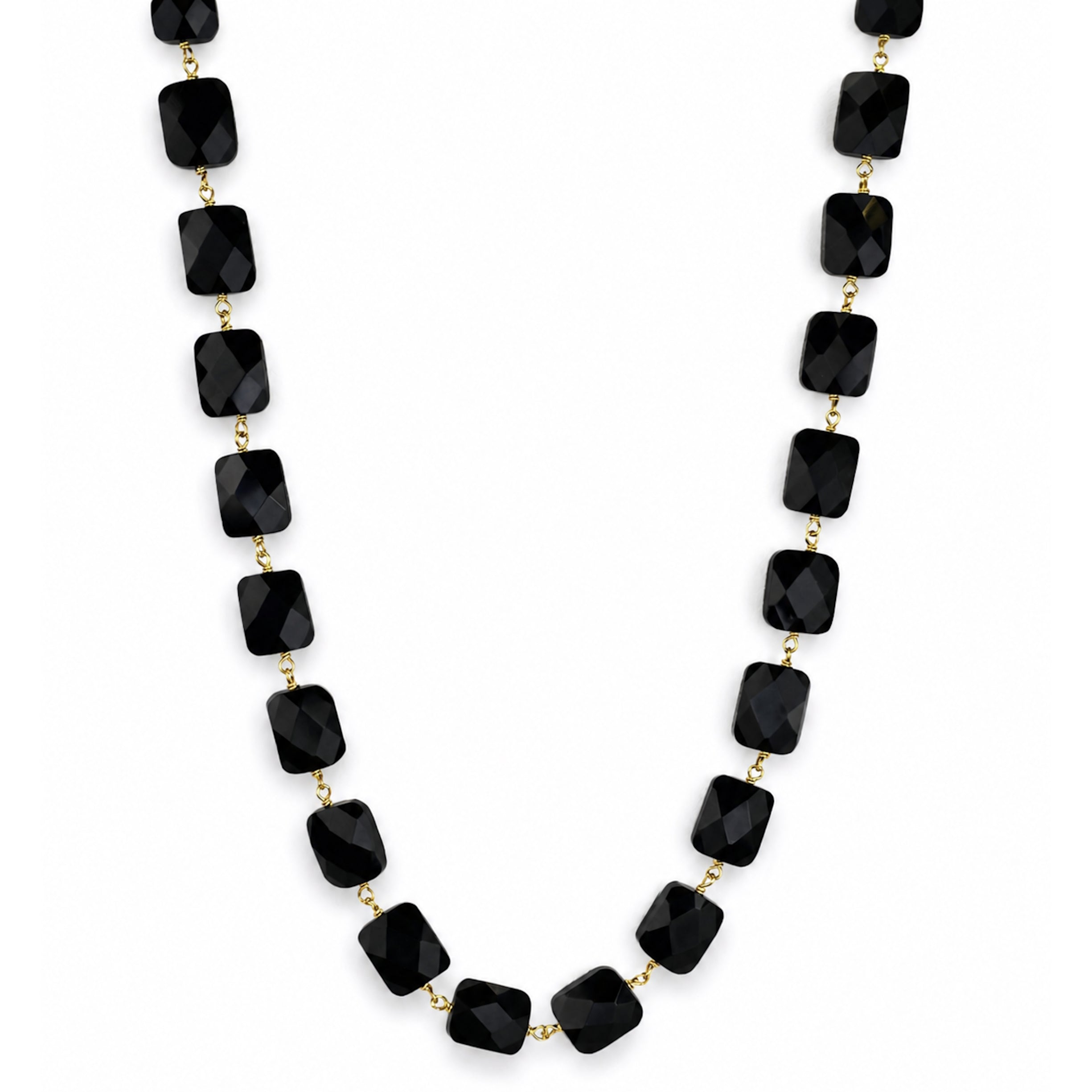 14k Black Onyx Link Necklace