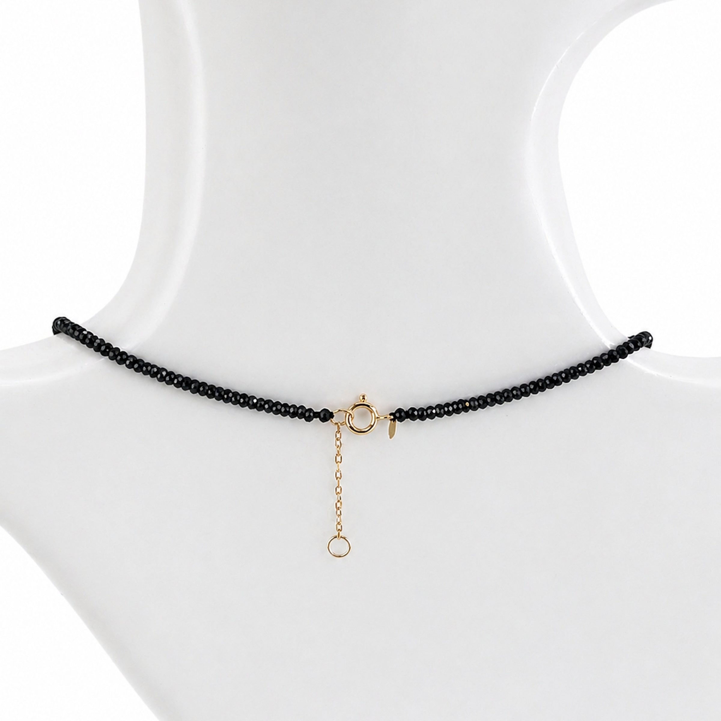 14k Black Spinel 7 Gold Coin Drop Necklace