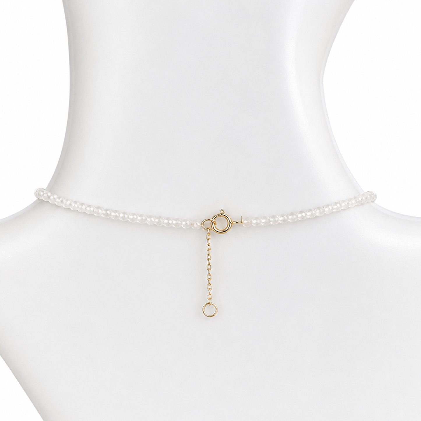14k White Topaz with Mother of Pearl Round Pendant Necklace
