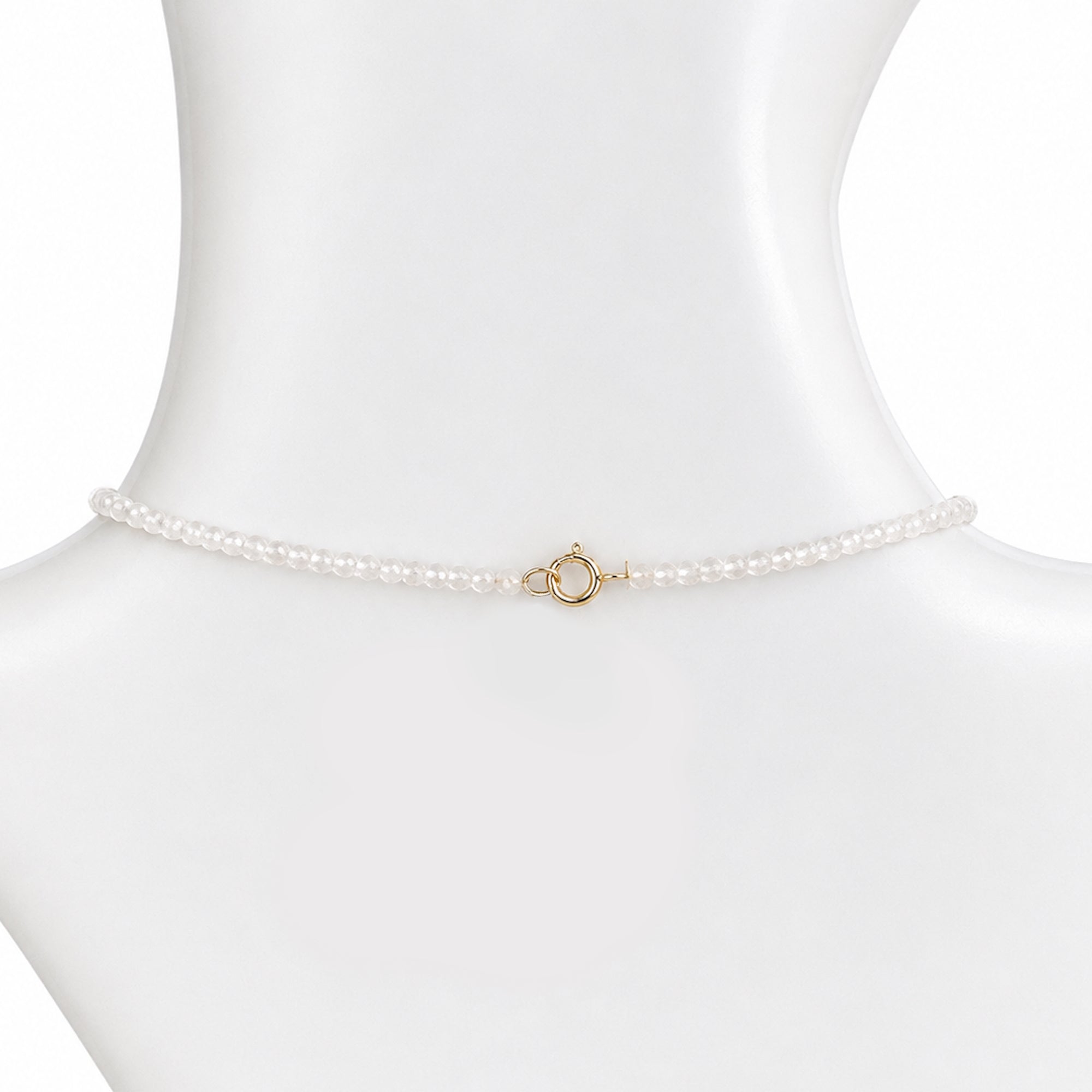 14k White Topaz Mother of Pearl Heart Diamond Necklace