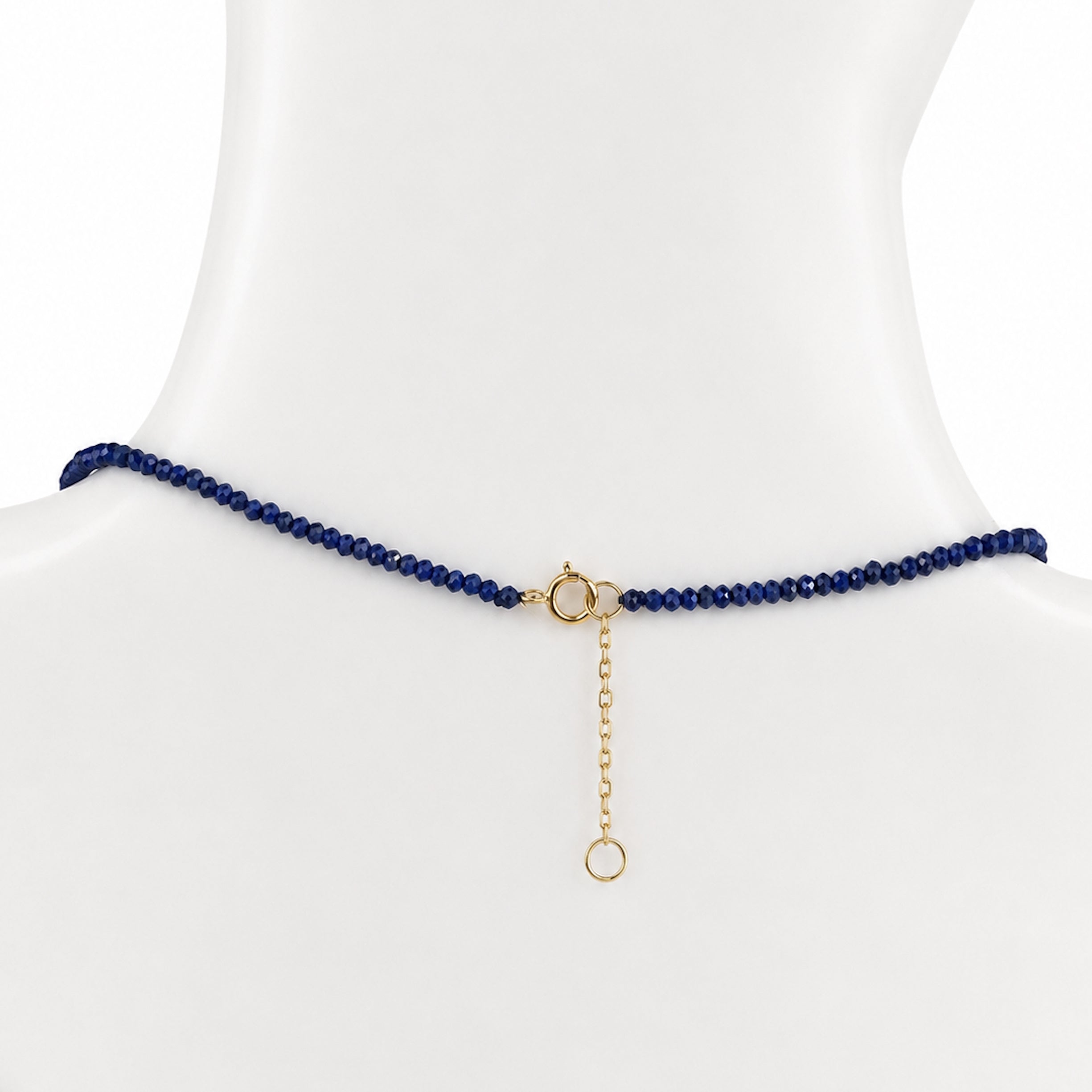 14k Lapis with Iolite Pave Pear Shape Pendant Necklace