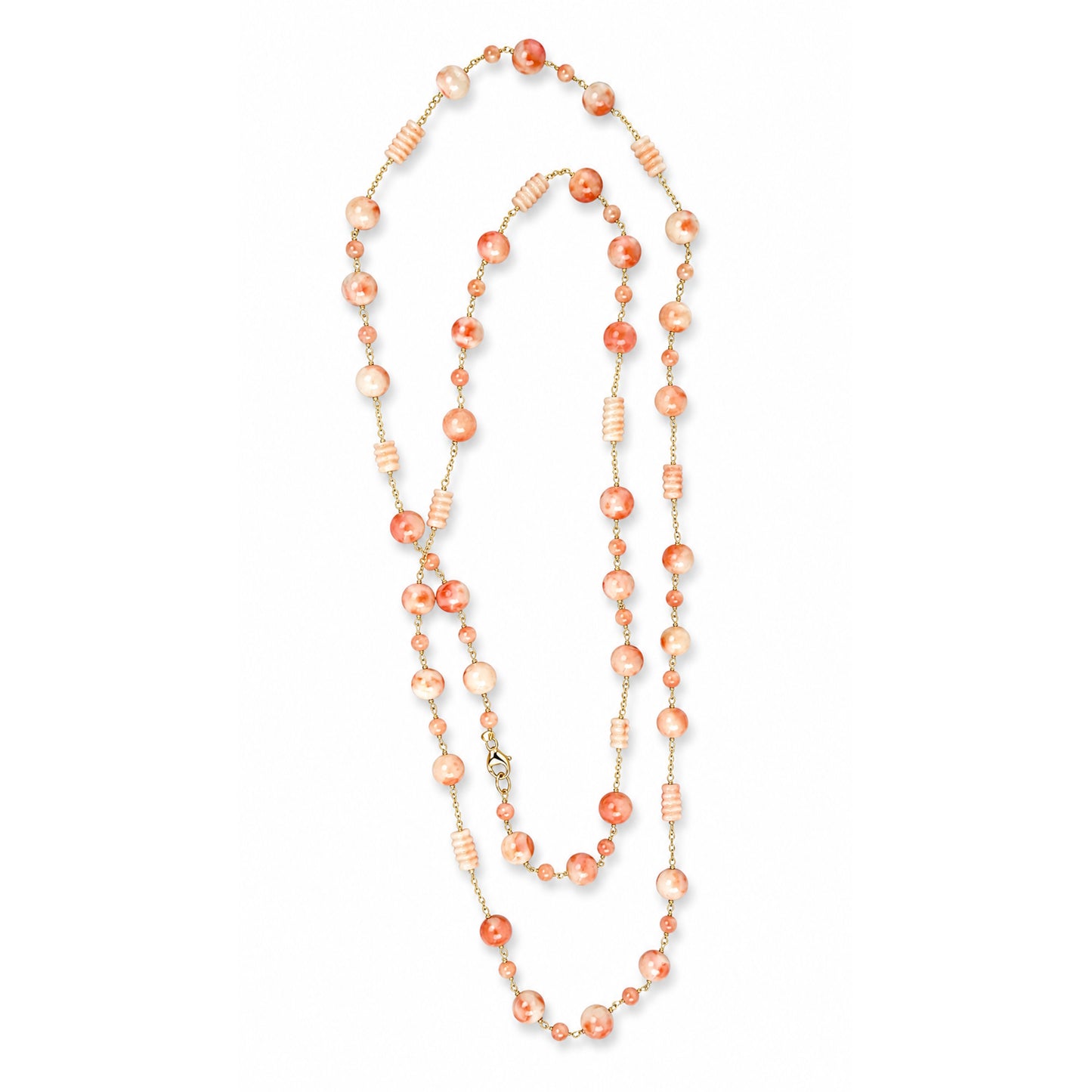 14k Pink Coral Station Link Neklace