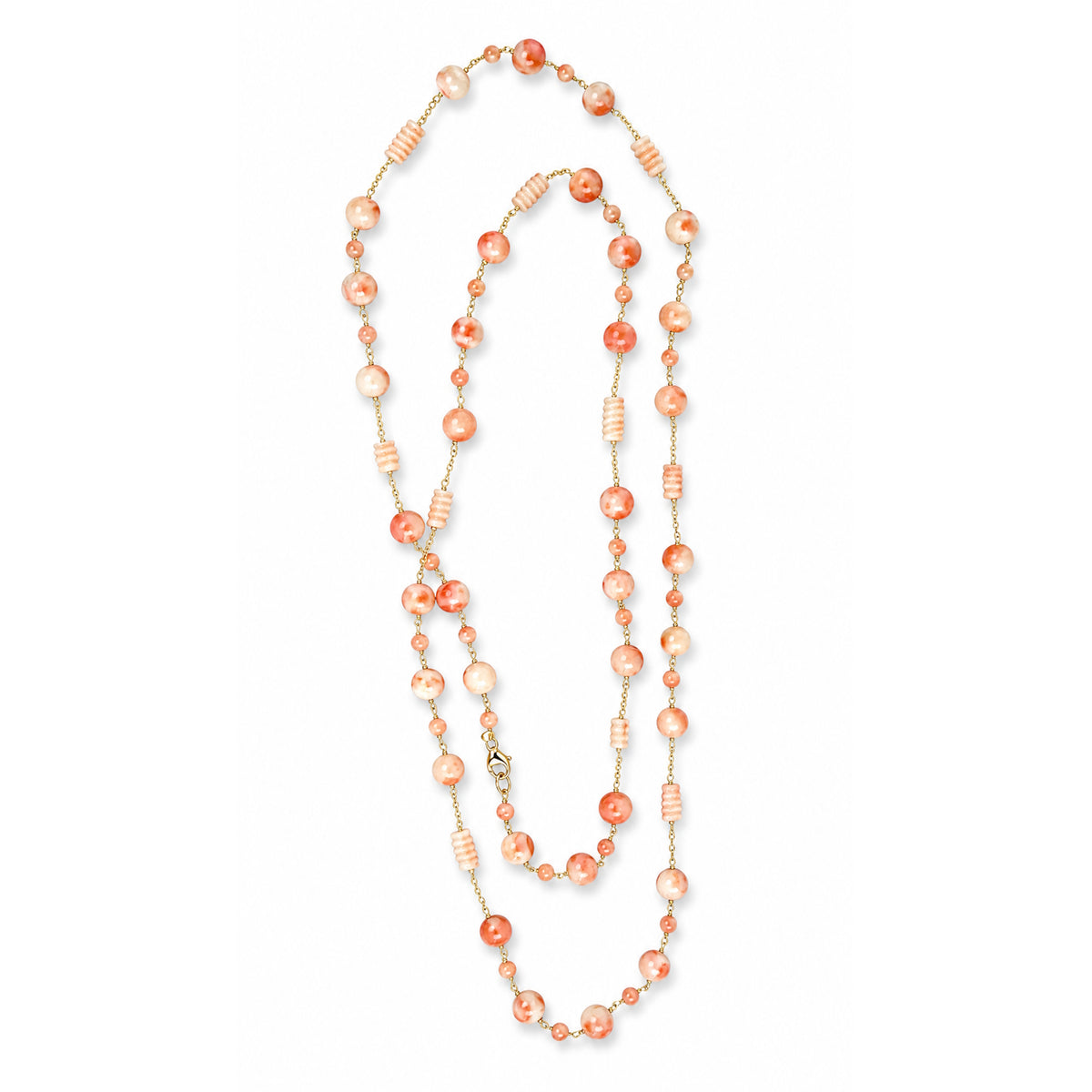 14k Pink Coral Station Link Neklace