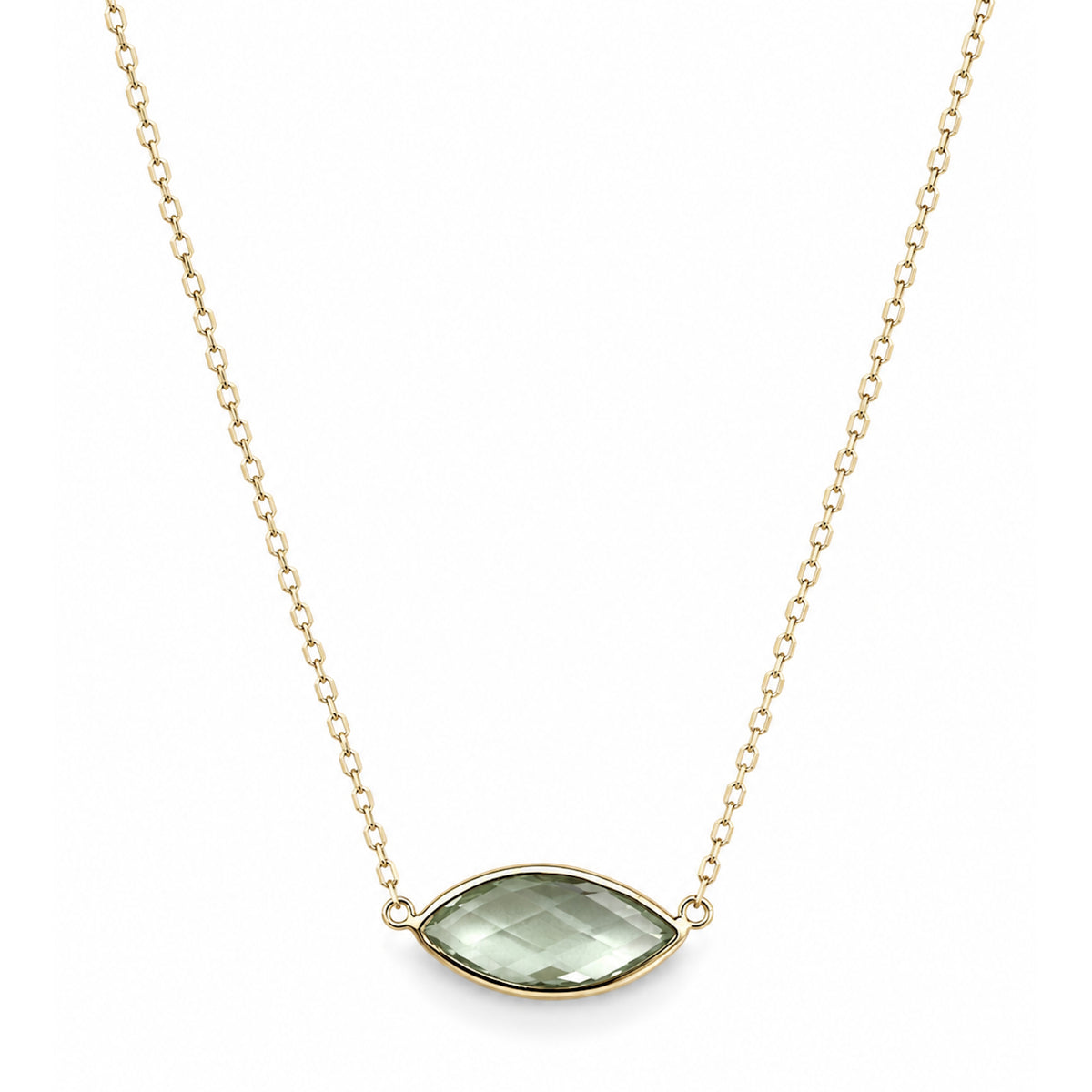 14k Green Amethyst Marquise Center Necklace