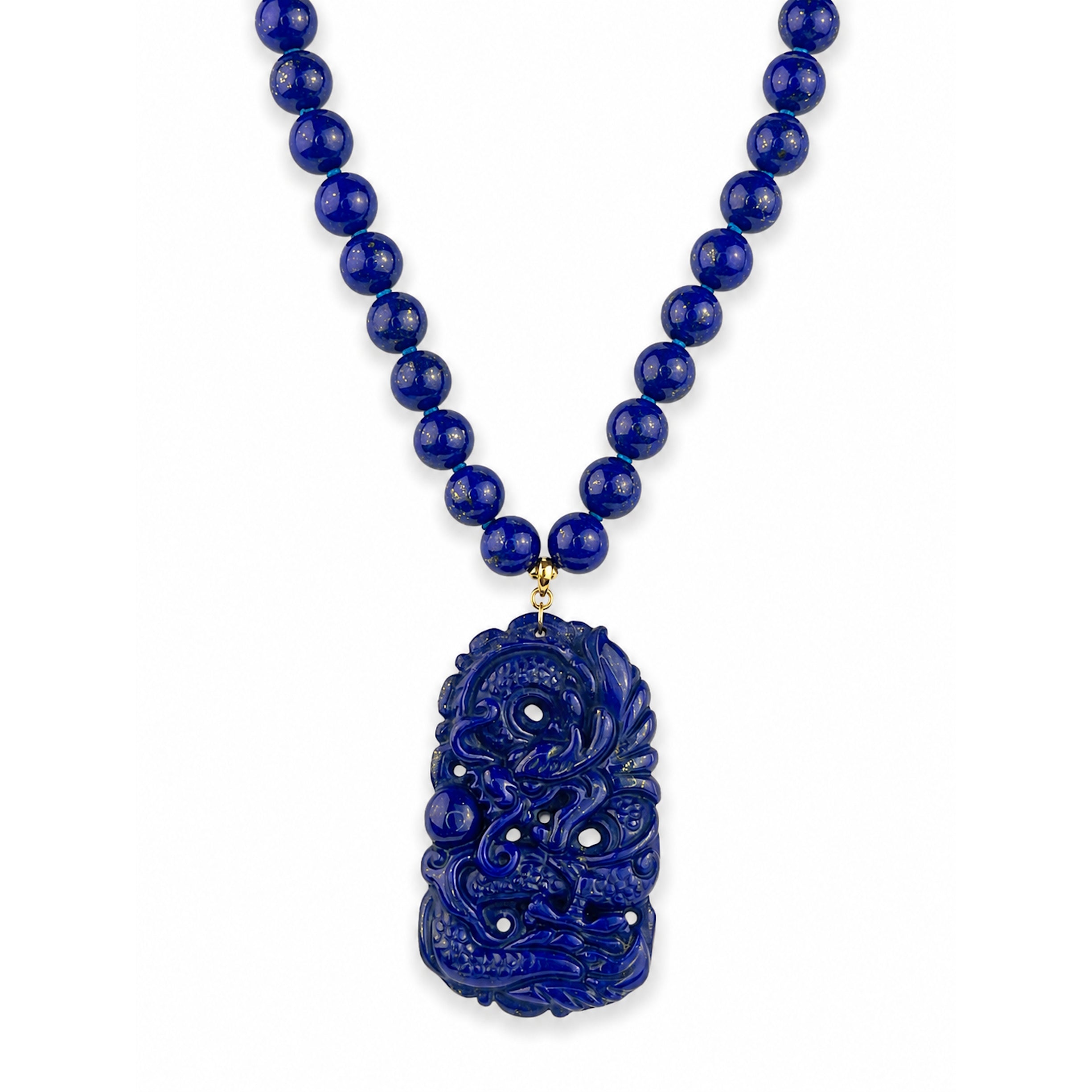 14k Lapis with Dragon Pendant Necklace