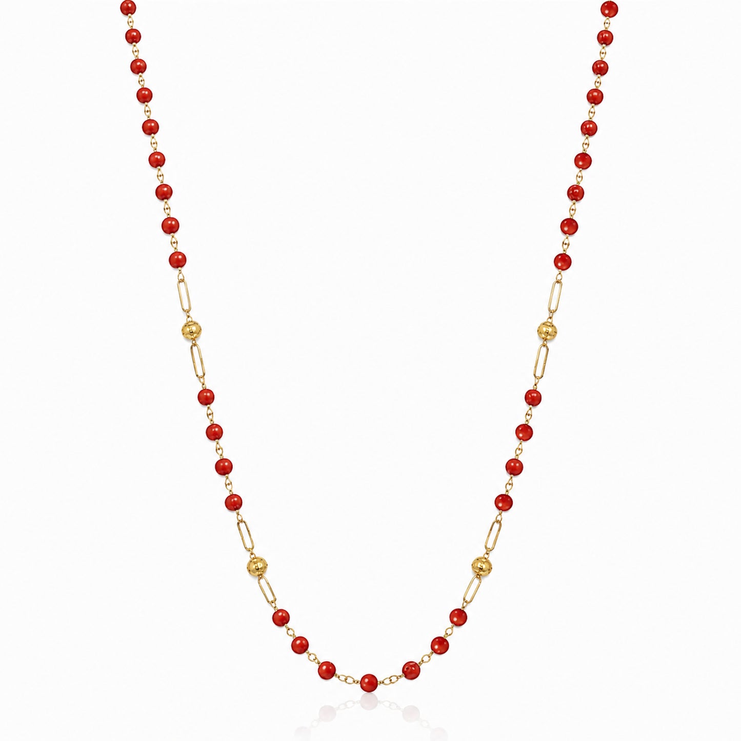 14k Gemstones 4 Gold Station Link Necklace