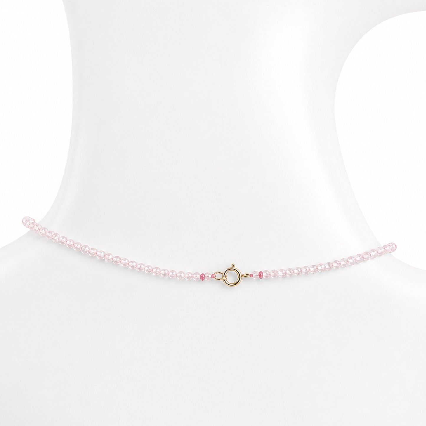 14k Rose Quartz with Round Bezel Center Necklace