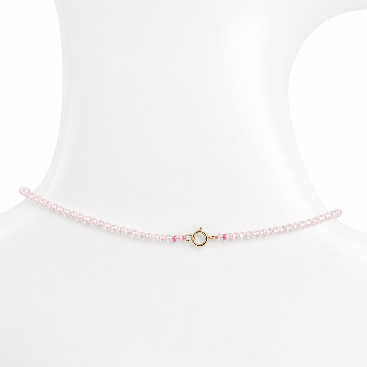 14k Rose Quartz with Round Bezel Center Necklace