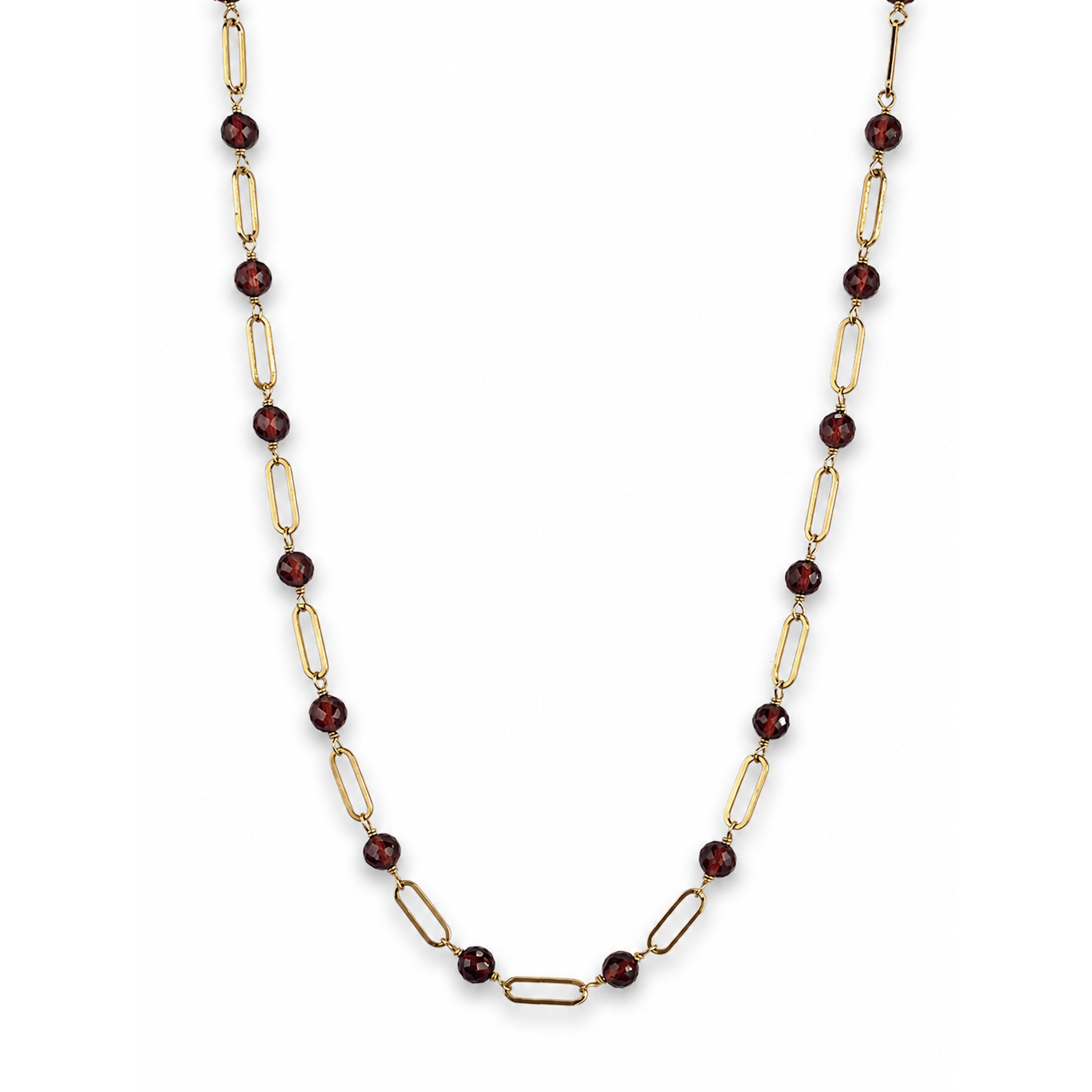 14k Gemstones Paperclip 1x1 Necklace