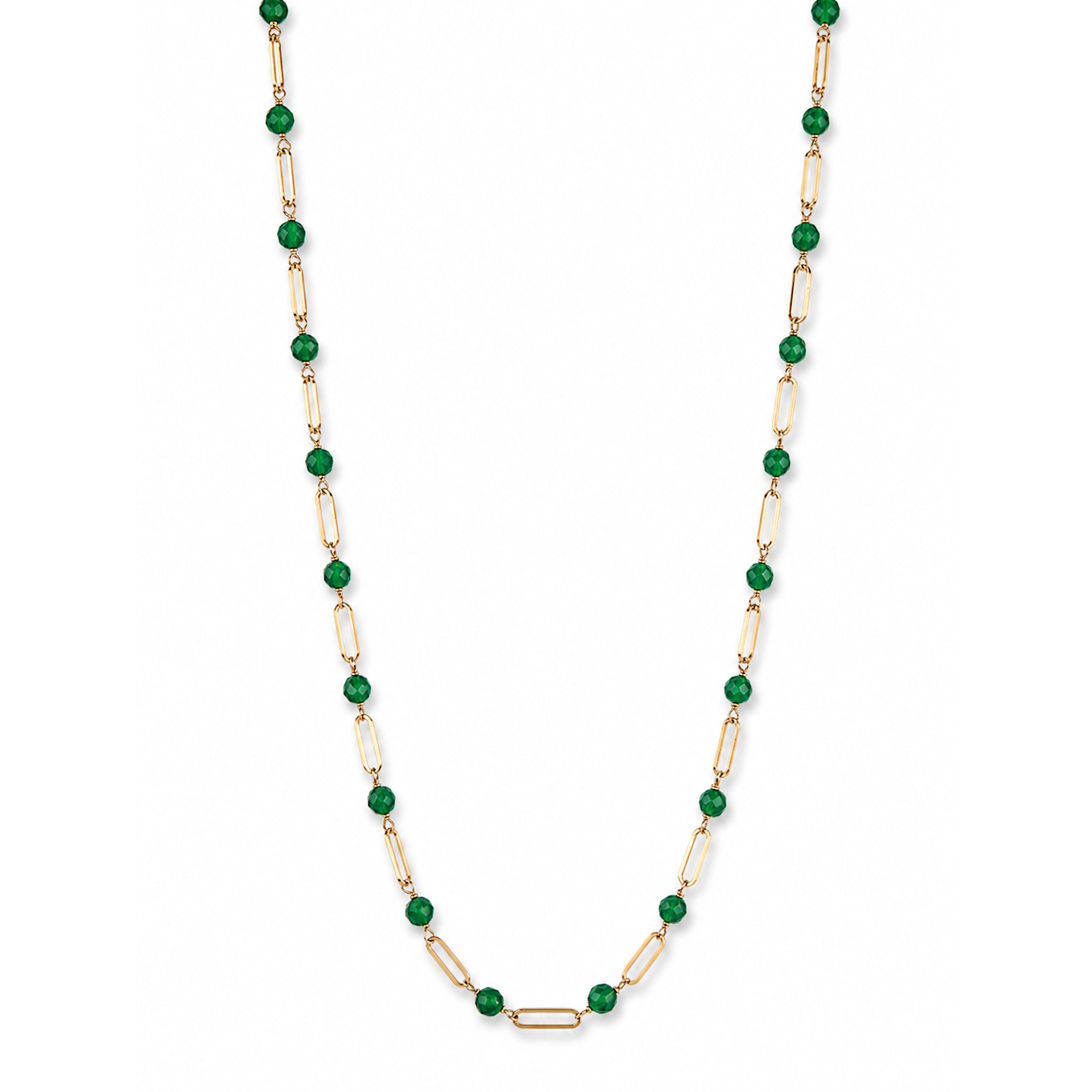 14k Gemstones Paperclip 1x1 Necklace