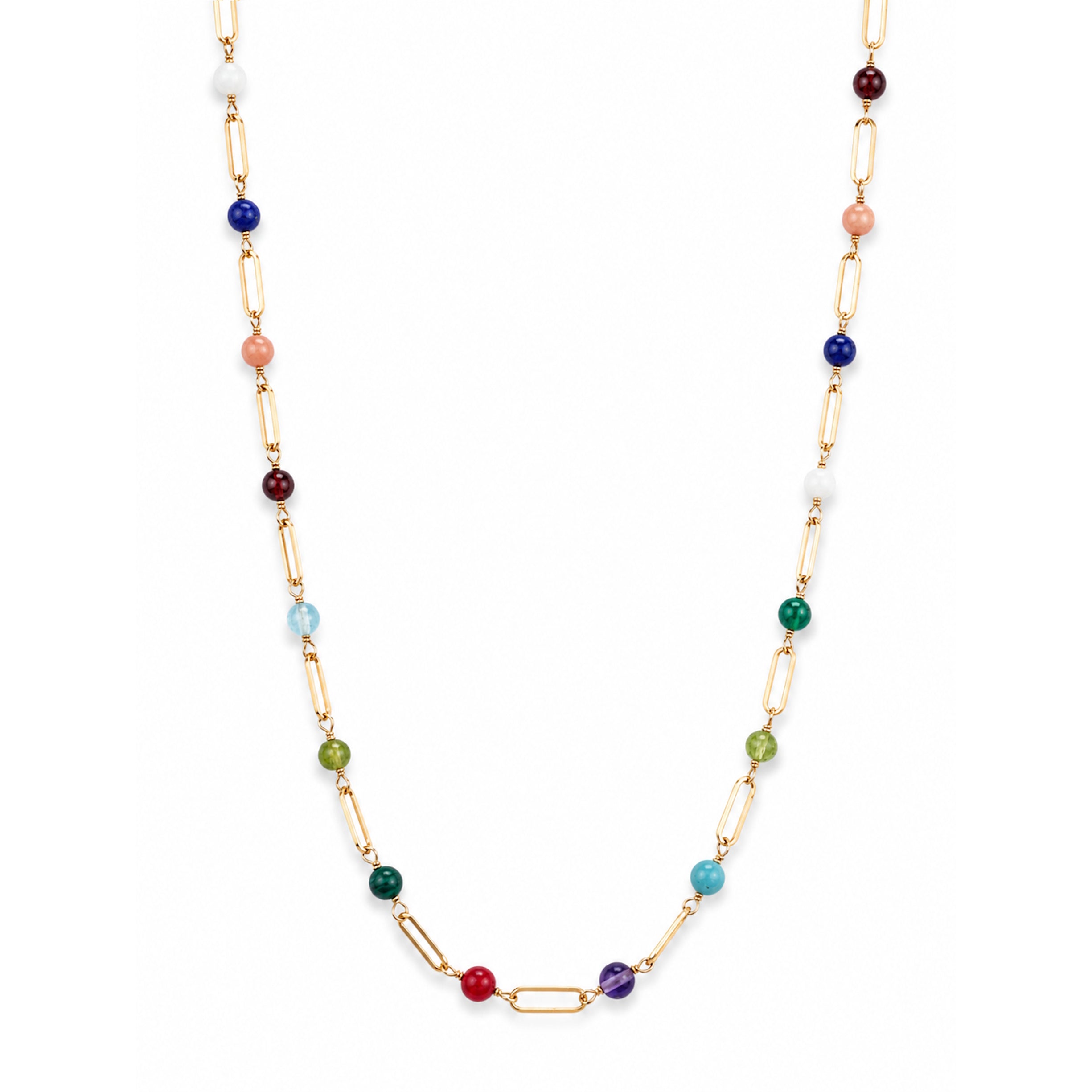 14k Gemstones Paperclip 1x1 Necklace
