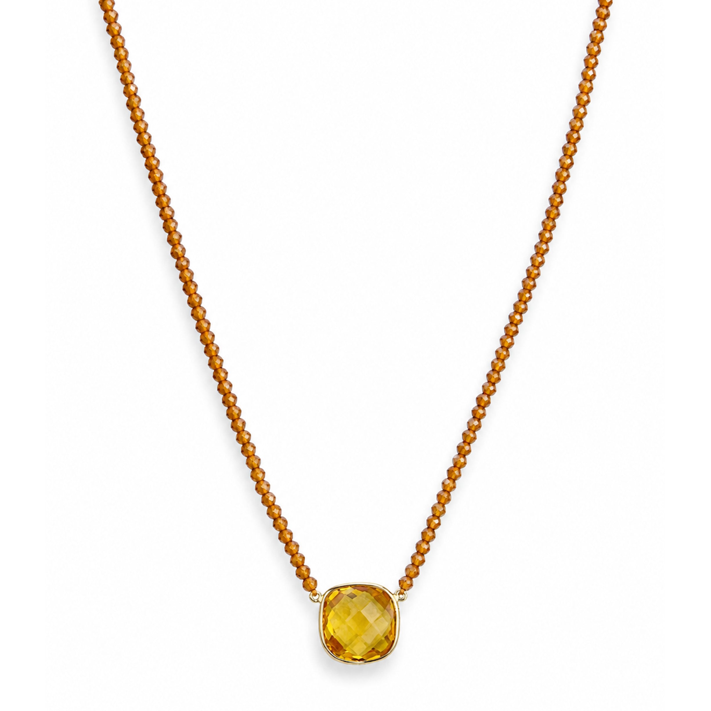 14k Yellow Garnet with Citrine Bezel Center Necklace