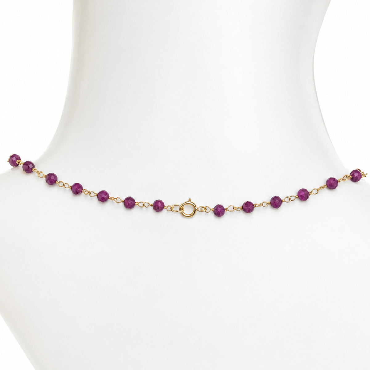 14k Dyed Gemstones Link Necklace