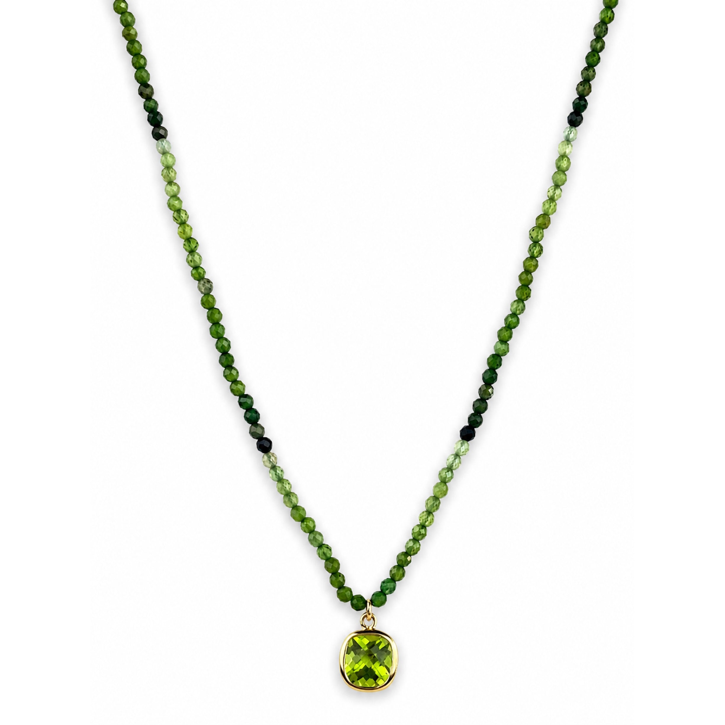 14k Gemstones Small Beads with Mix Pendant Necklace
