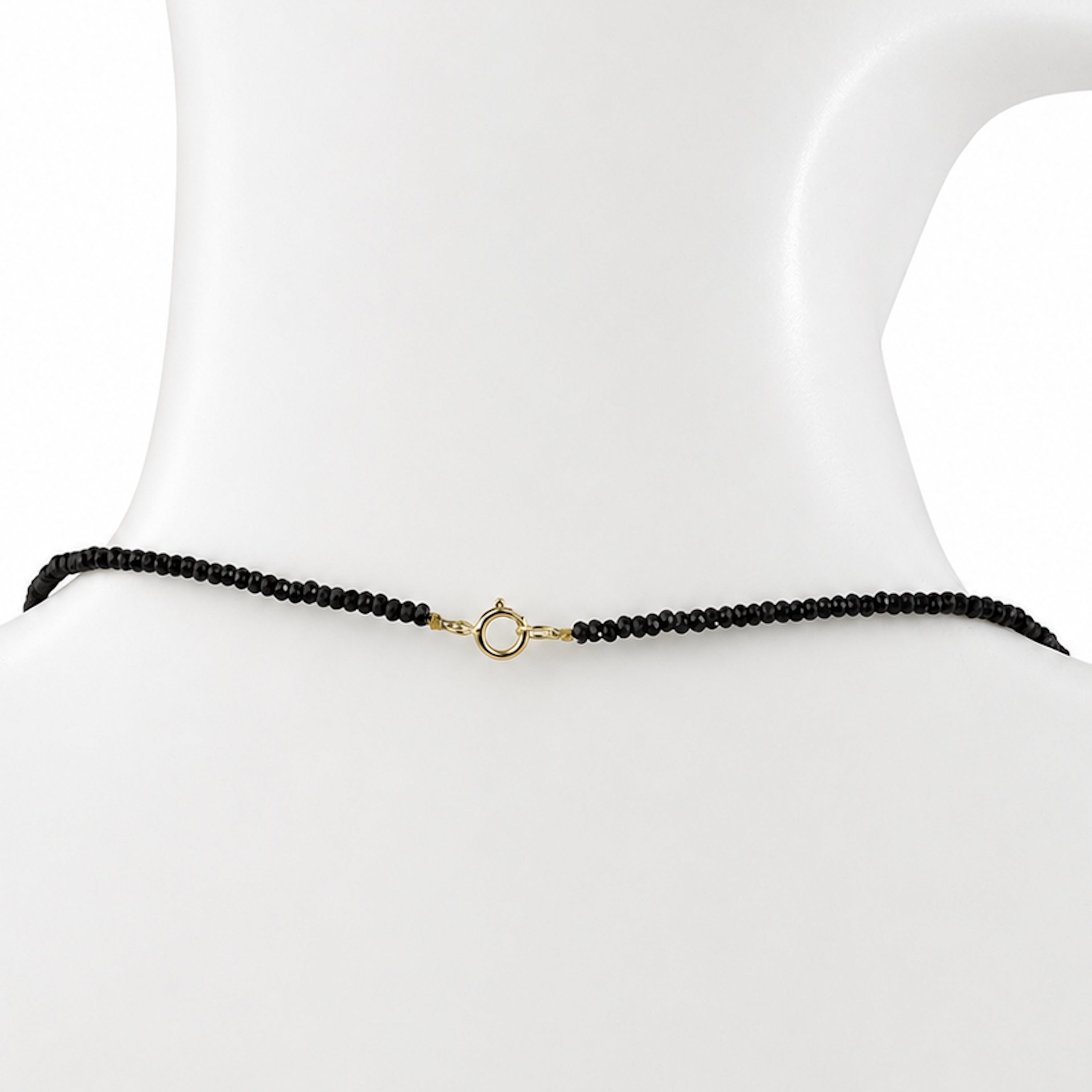 14k Black Spinel Gold Ball & Black Onyx Pendant Necklace