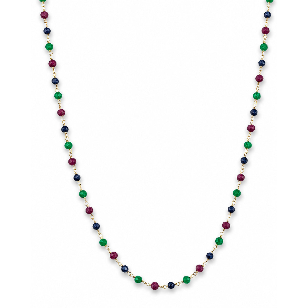 14k Dyed Gemstones Link Necklace