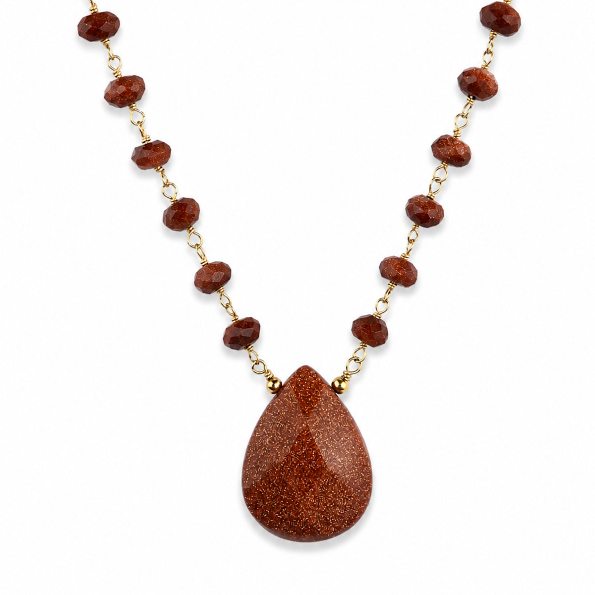 14k Link Front Pear Shape Pendant Necklace