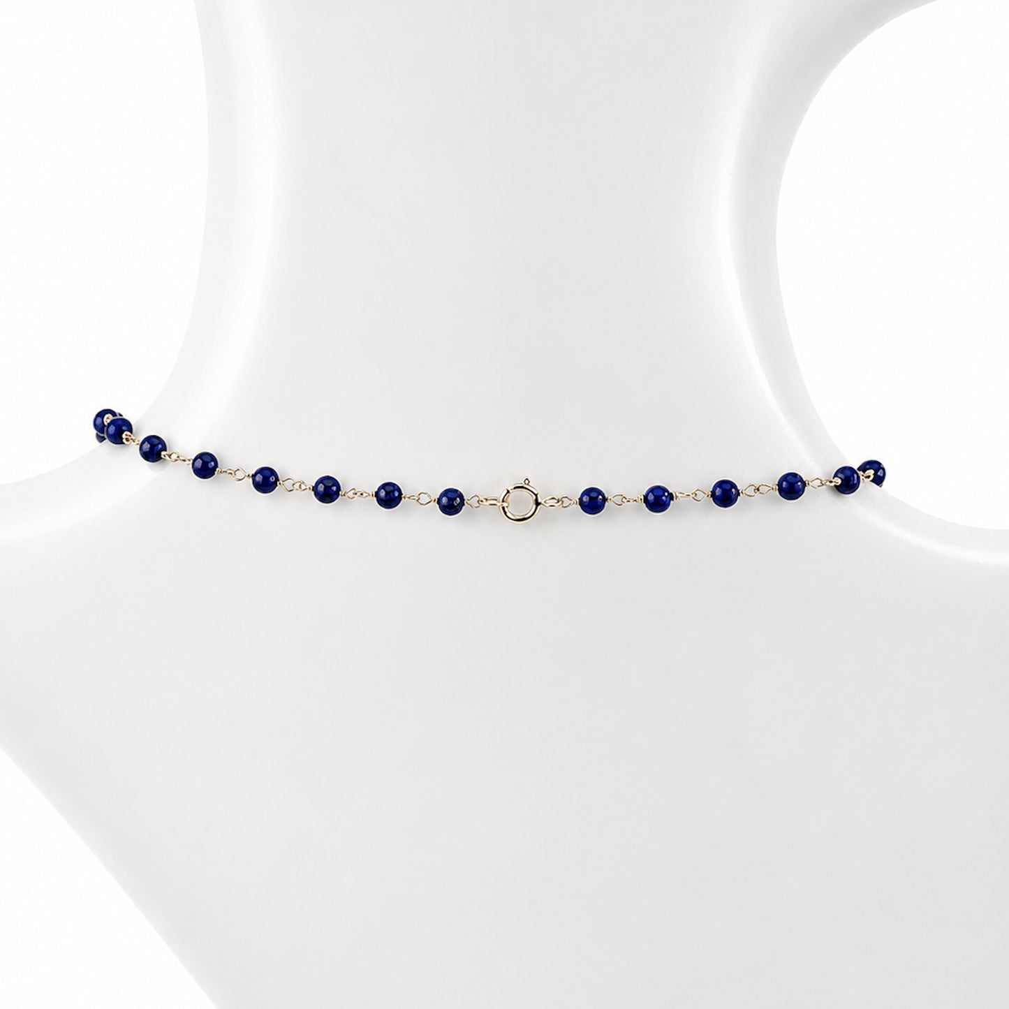 14k Lapis Graduated Beads Center Link Necklace