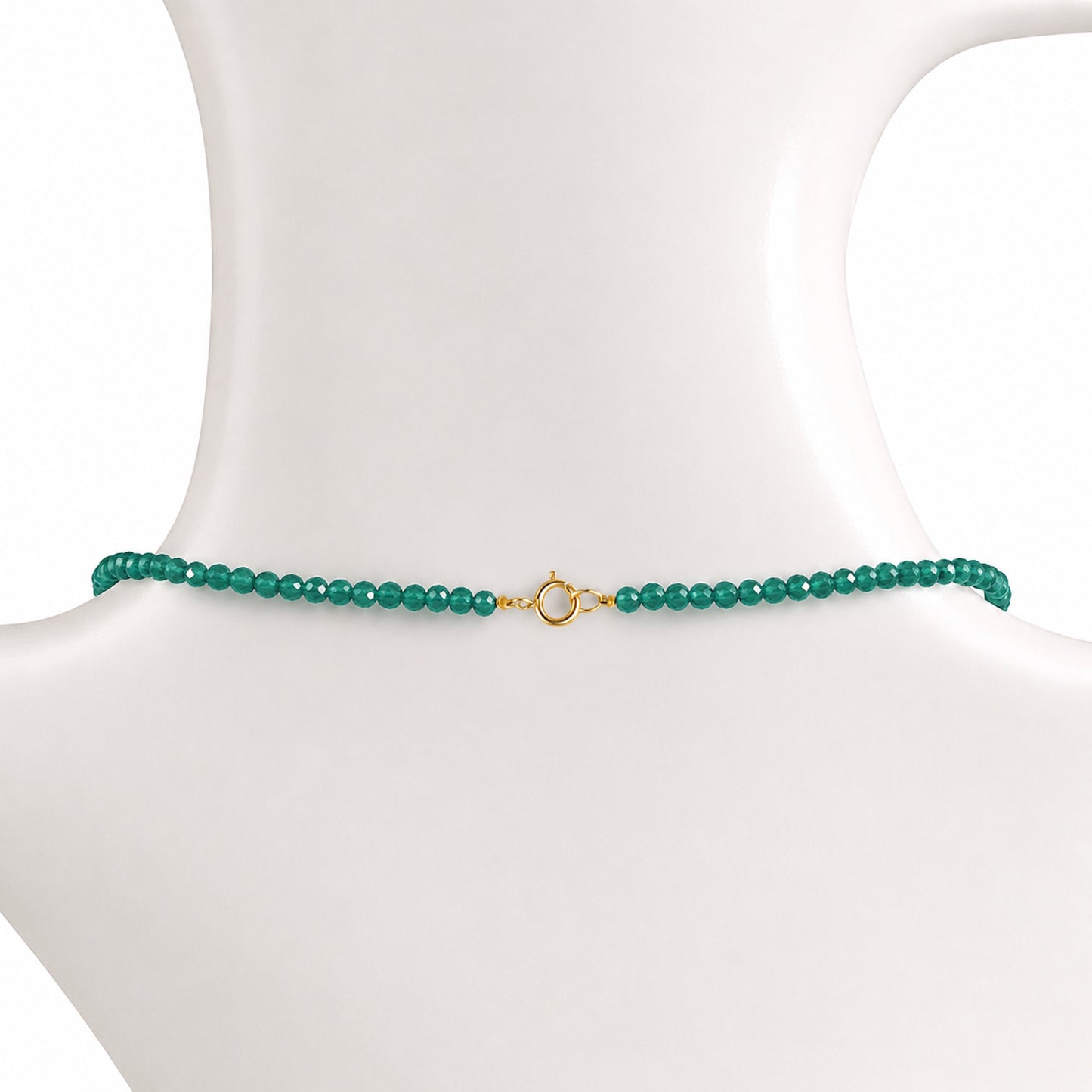 14k Green Onyx Gold Ball Drop Pendant Necklace