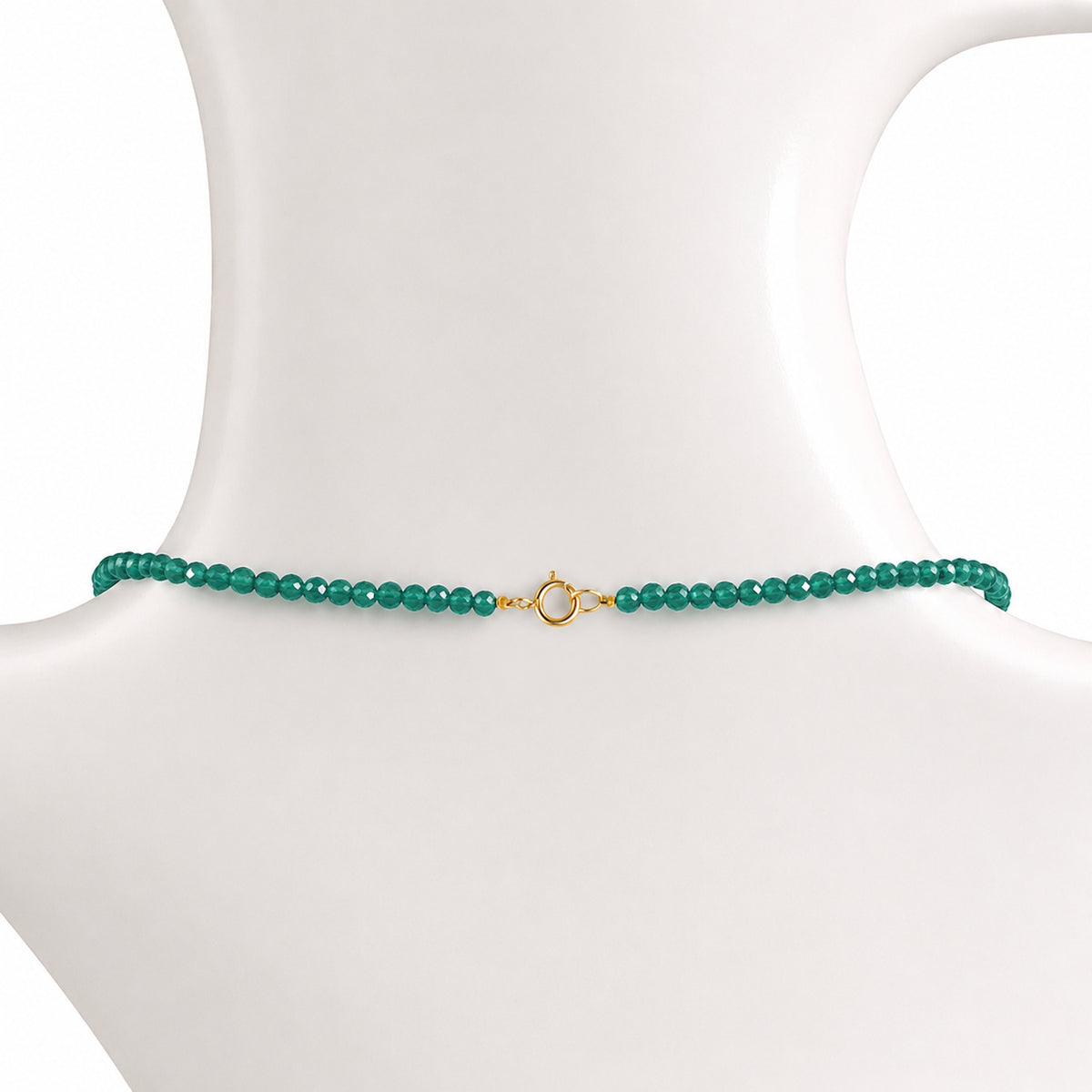 14k Green Onyx Gold Ball Drop Pendant Necklace