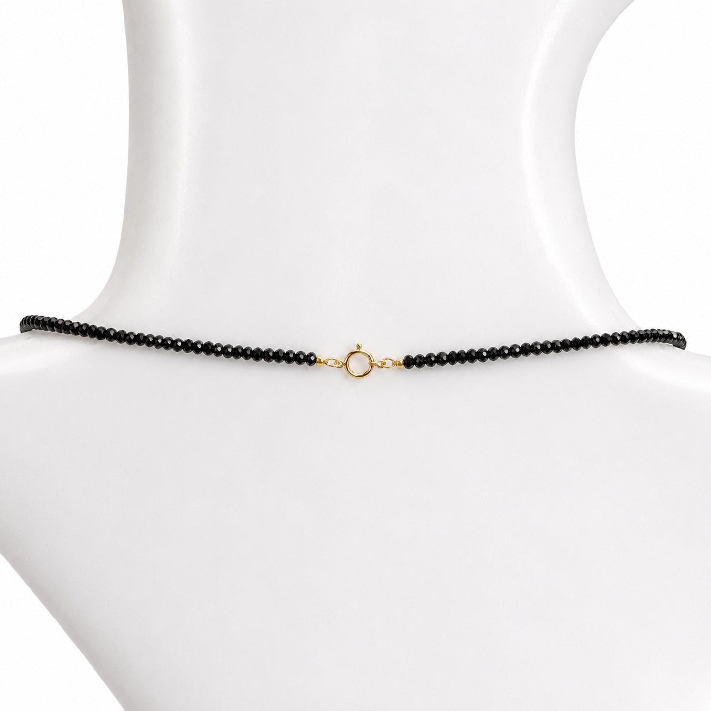 14k Black Spinel Gold Ball Black Onyx Cross Center Pendant Necklace