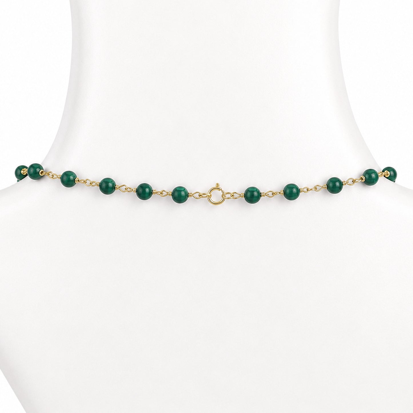 14k Malachite Graduated Beads Center Link Necklace