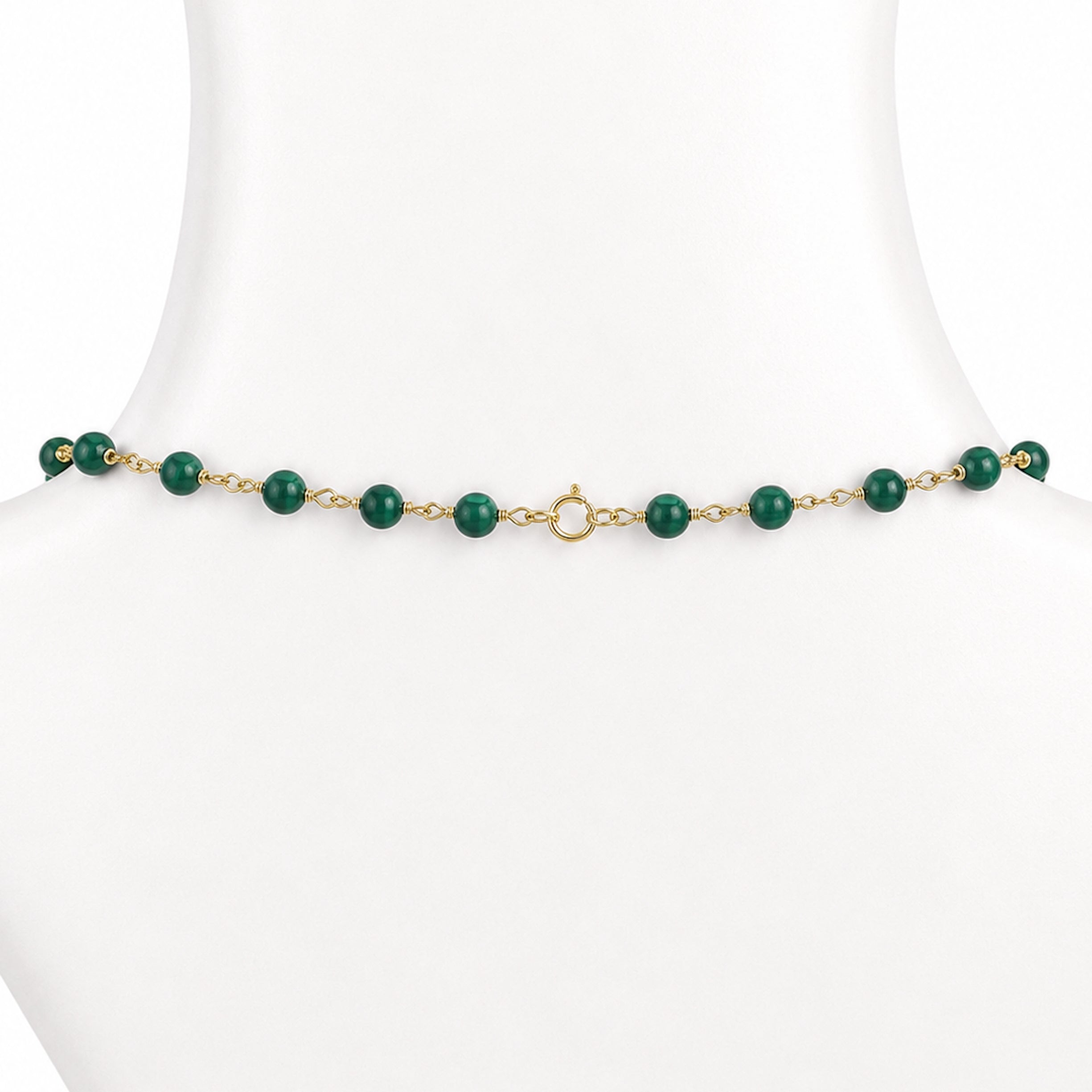14k Malachite Graduated Beads Center Link Necklace