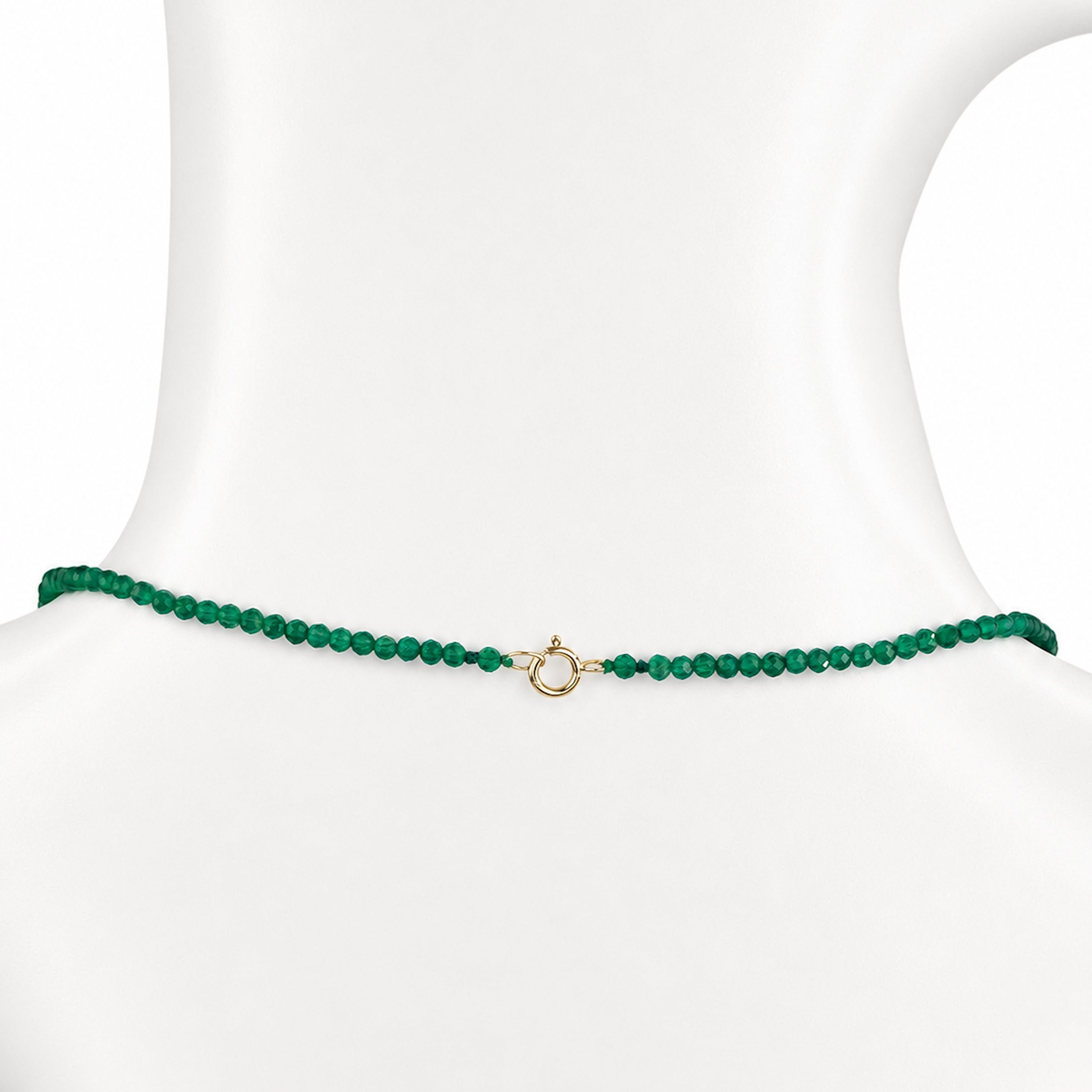 14k Green Onyx Cushion Bezel Center Necklace
