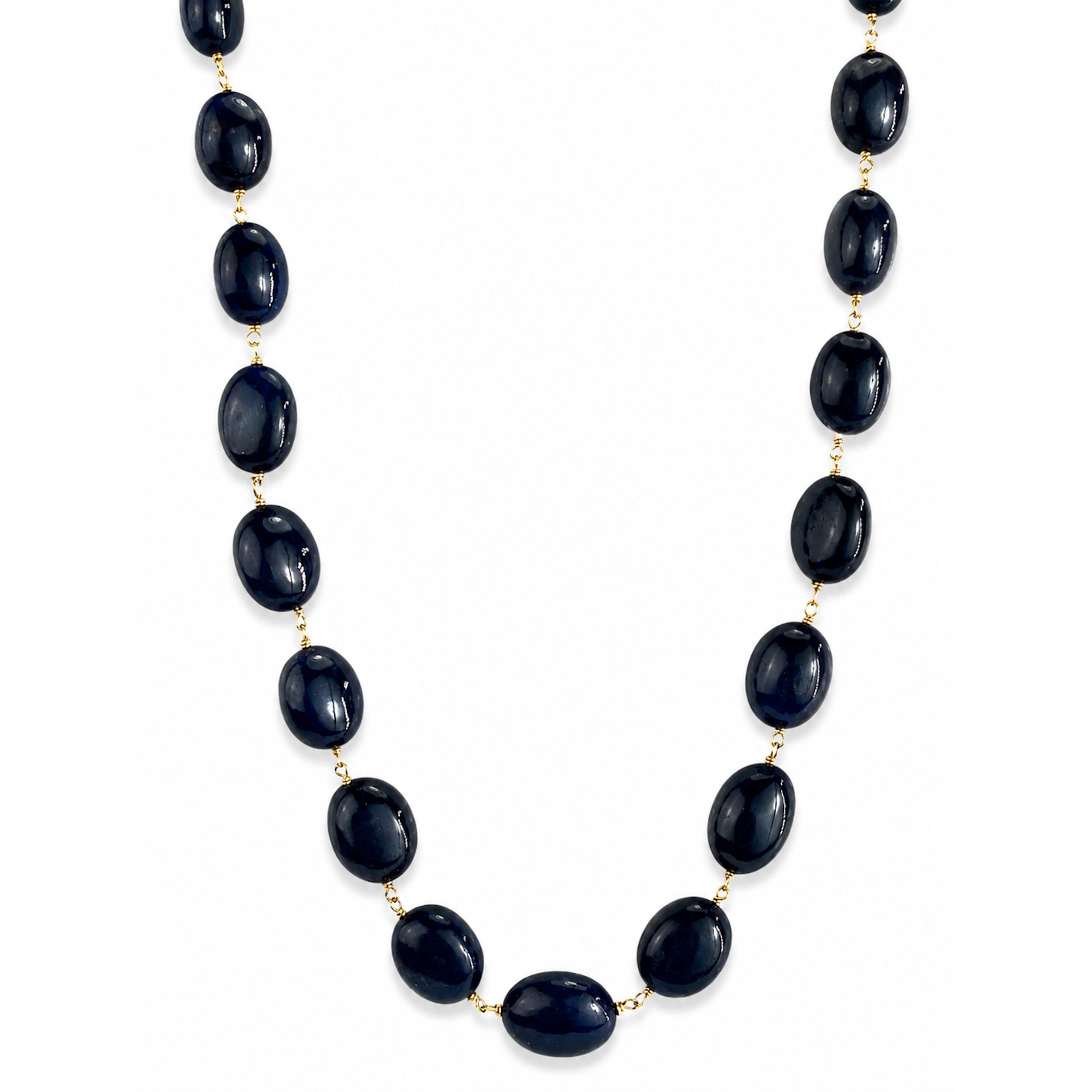 14k Blue Sapphire Nugget Link Necklace