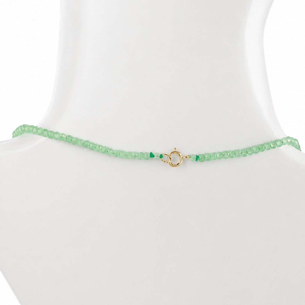 14k Green Calcite & Swiss Blue Topaz Round Center Necklace