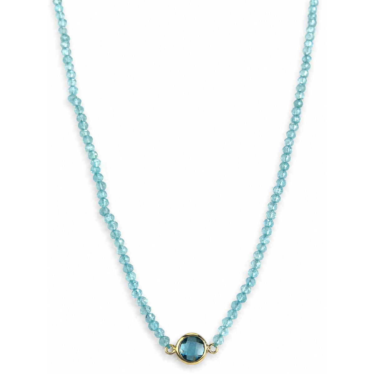 14k Apatite & Swiss Blue Topaz Round Center Necklace