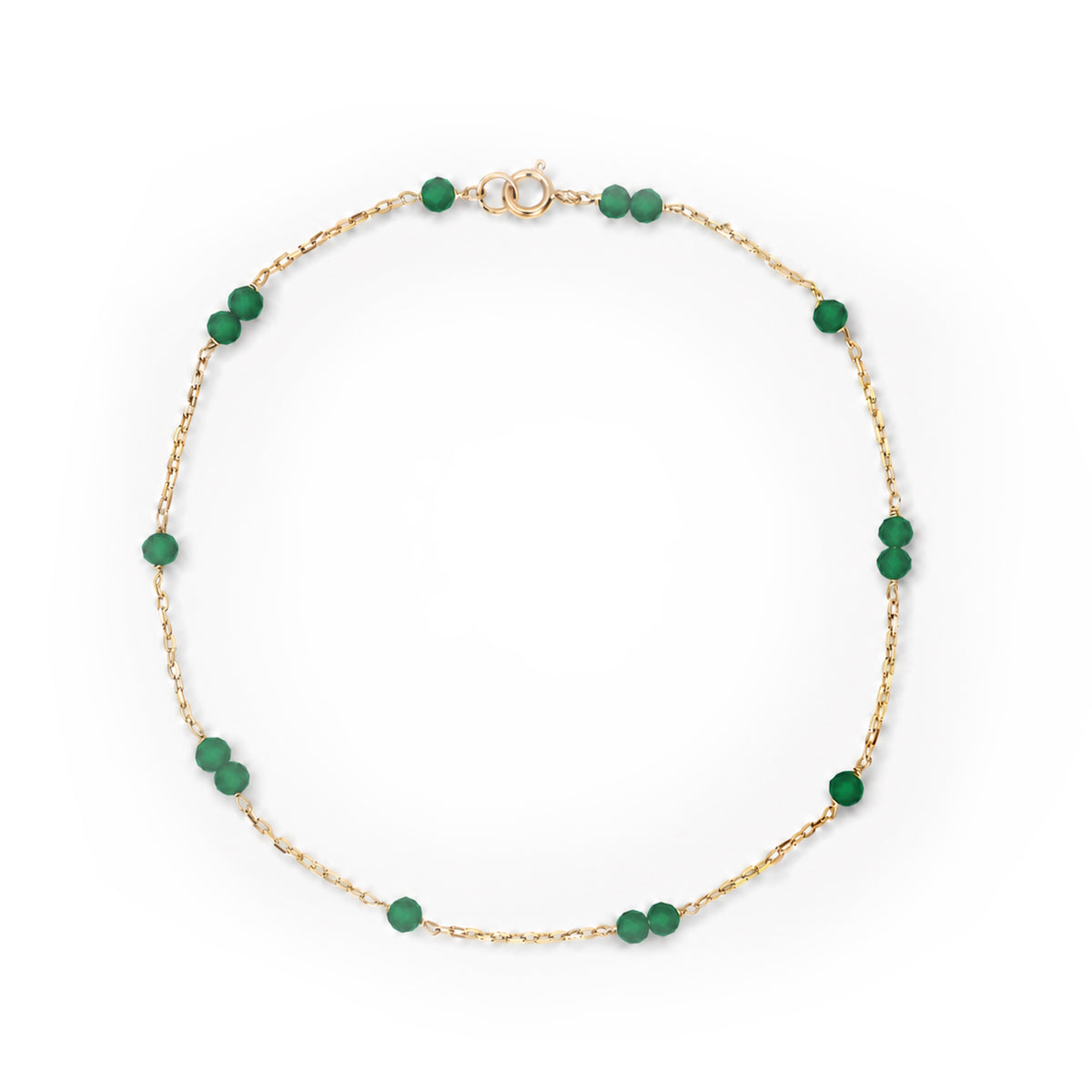 14k Gold Gemstone Station Anklet