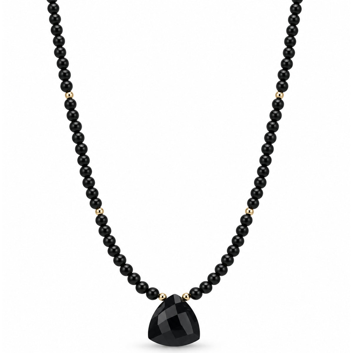 14k Black Onyx Trillion Shape Center Necklace