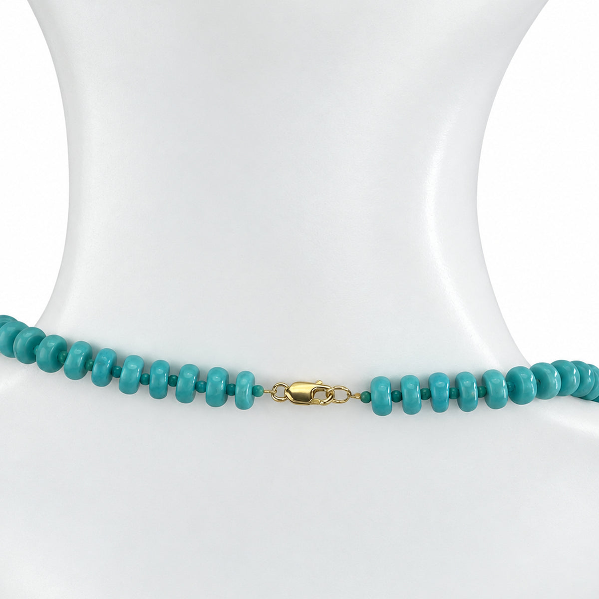 14k Turquoise Round Roundel 1X1 Center Necklace