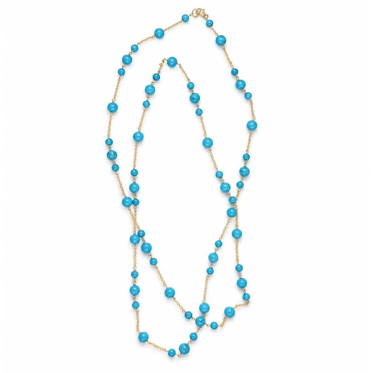 14k Stabilized Turquoise Station Necklace