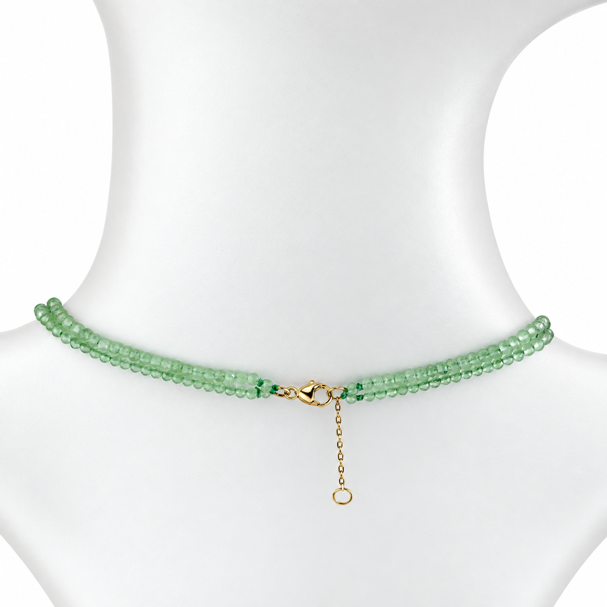 14k Multi Gemstone Clover Pendant 2 Row Necklace