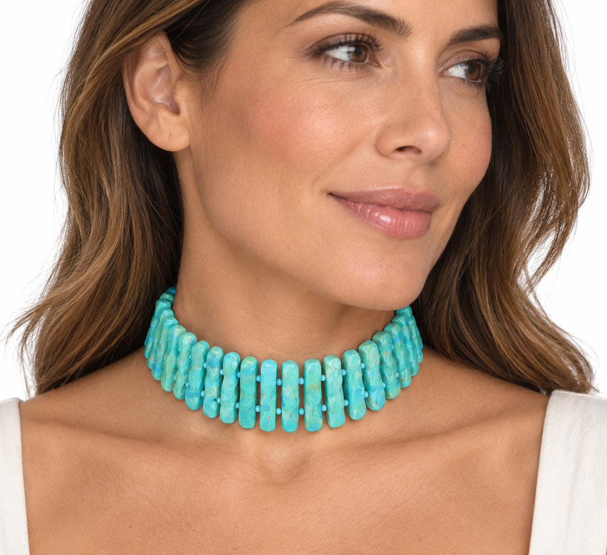 14k Stabilized Turquoise Chocker Necklace