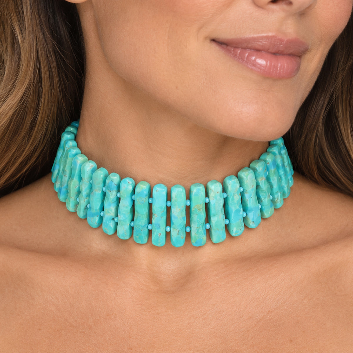 14k Stabilized Turquoise Chocker Necklace
