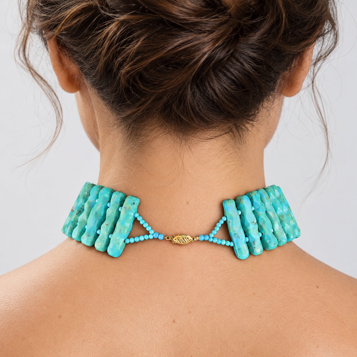 14k Stabilized Turquoise Chocker Necklace
