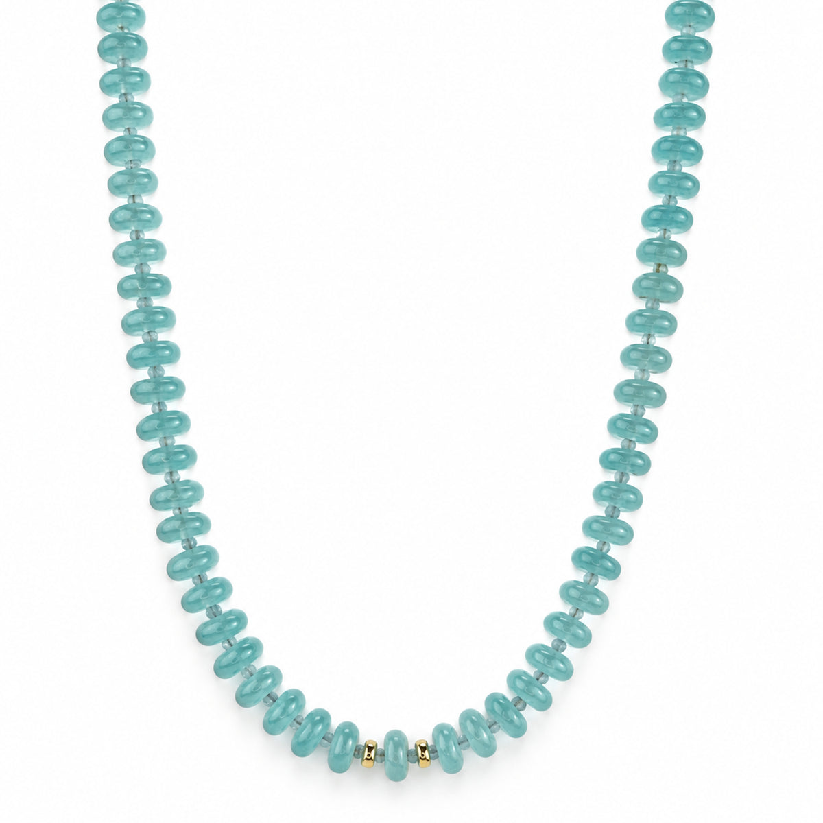 14k Aquamarine 1x1 Gold Roundel Center Necklace