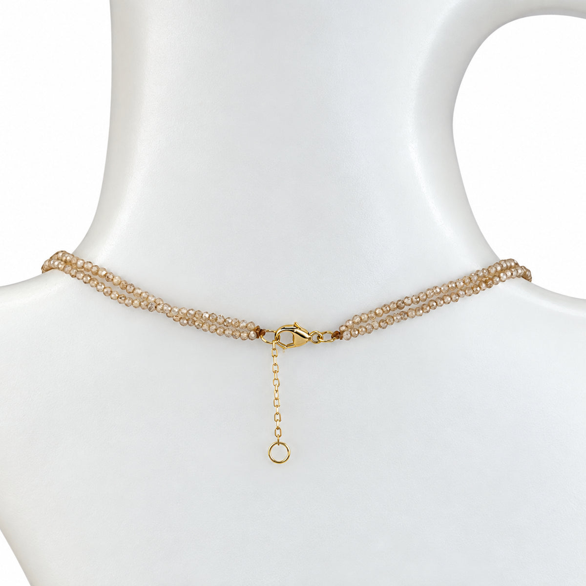14k Brown Zircon Moky Quartz 2 Row Necklace
