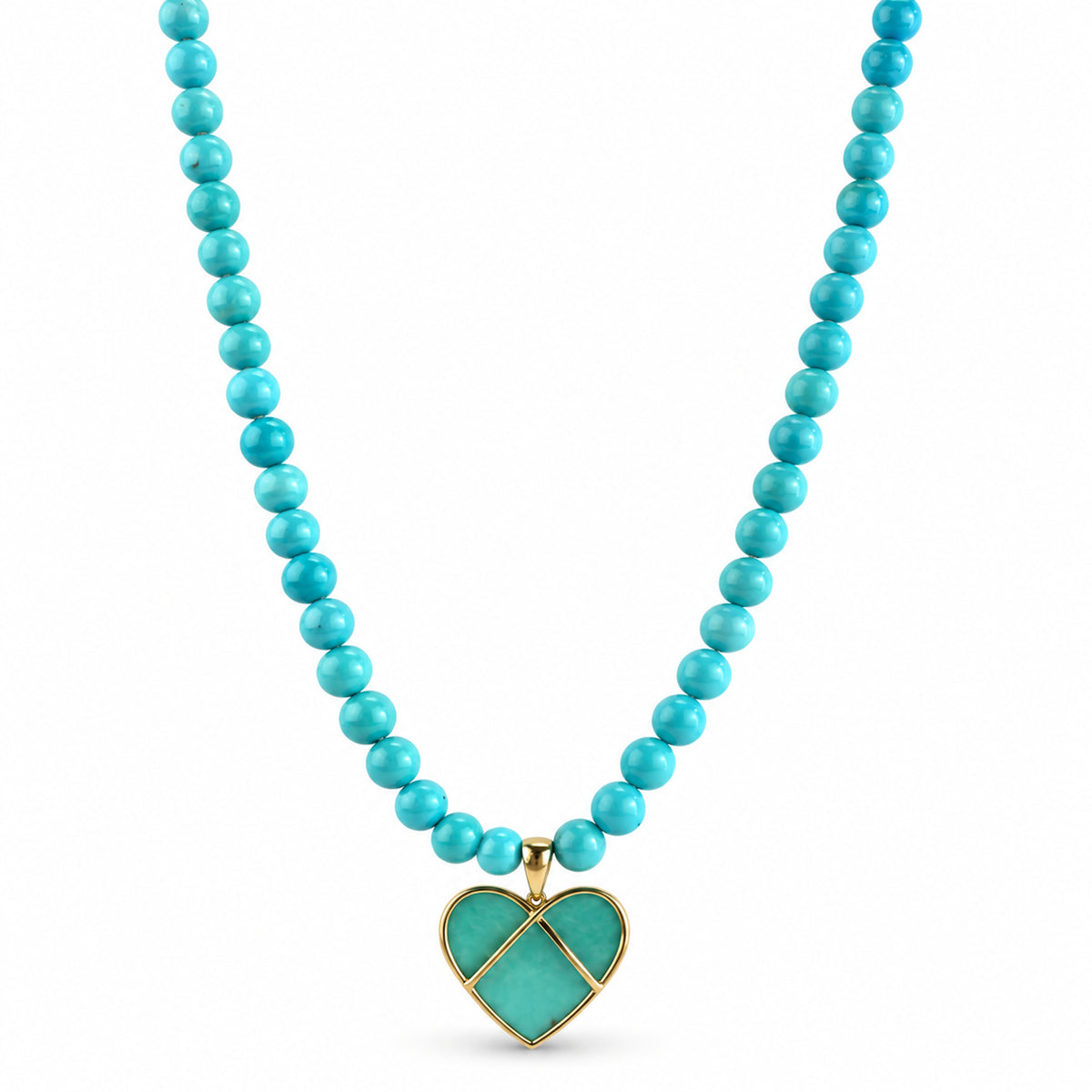 14k Turquoise with Heart Pendant Necklace