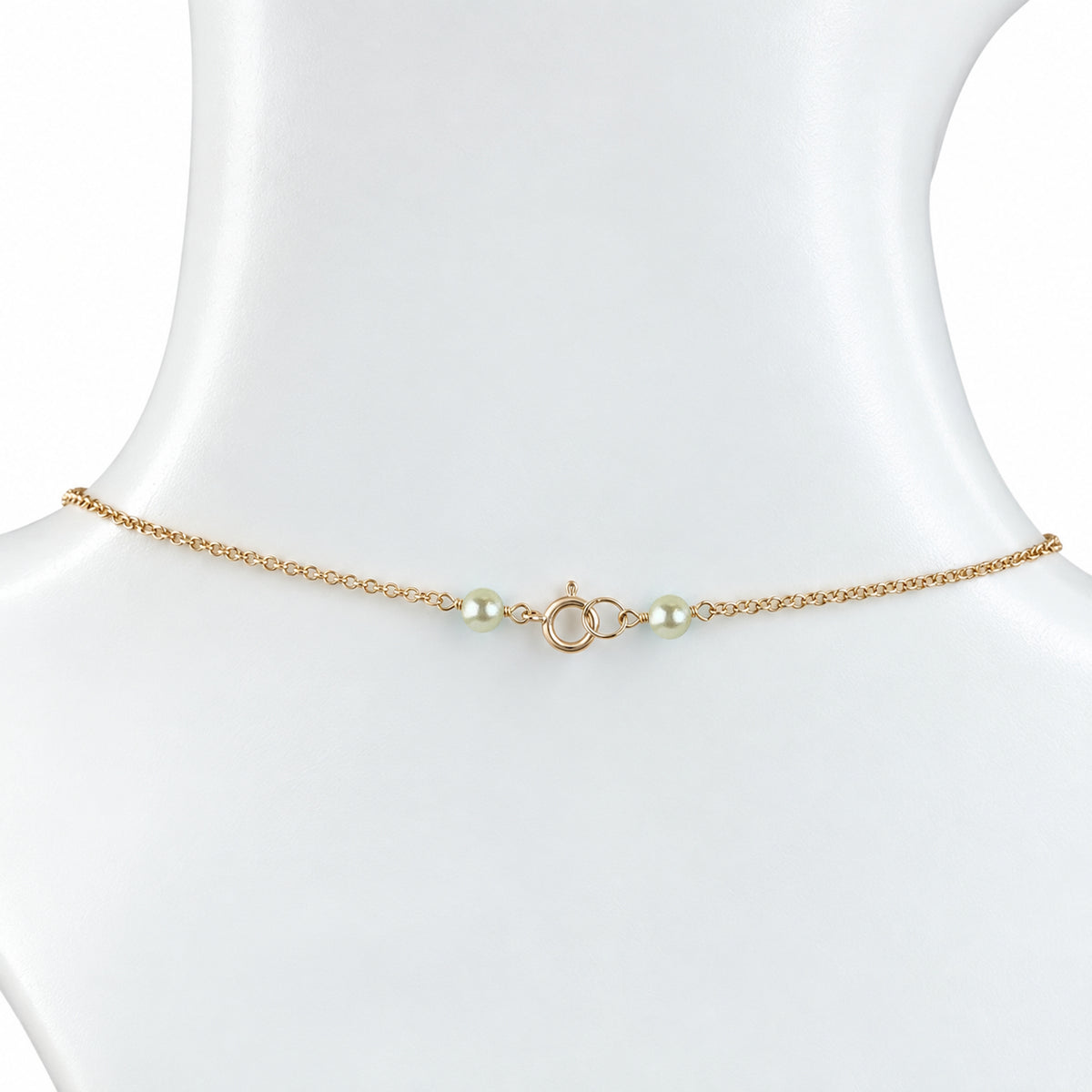 14k Multi Gemstones White Pearl 5 Flower Station Necklace