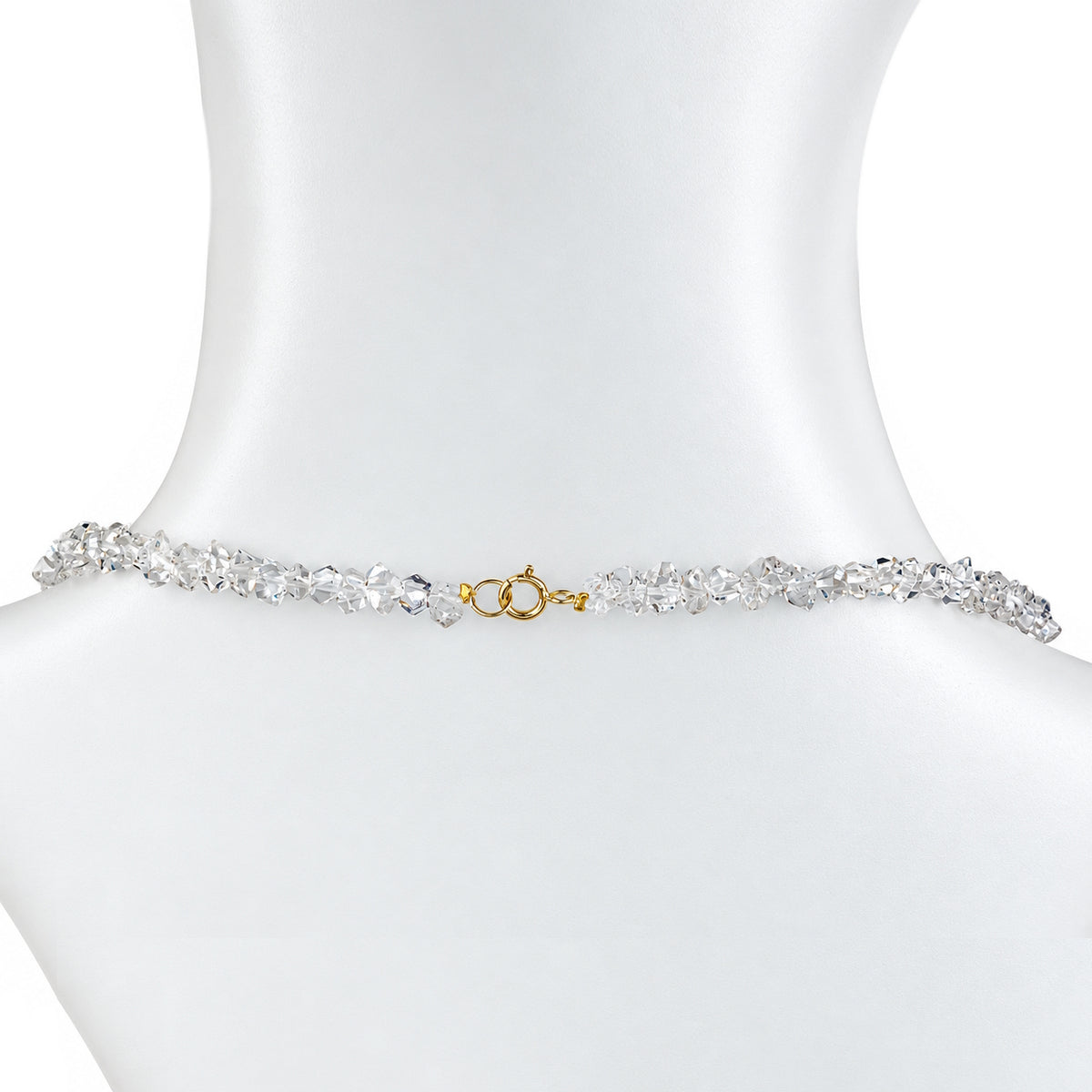 14k Herkimer Diamond Quartz Gold Roundel Necklace