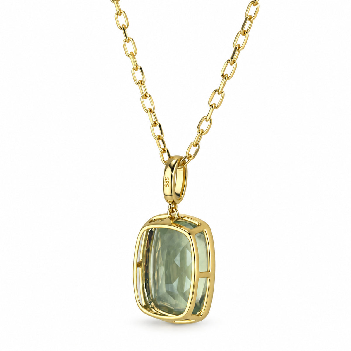 14k Gemstones Prong Set Pendant Necklace