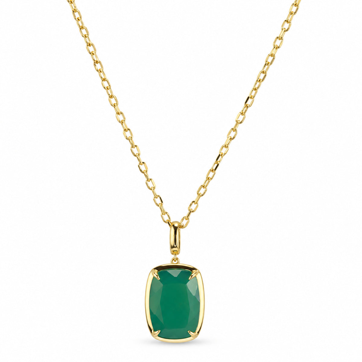 14k Gemstones Prong Set Pendant Necklace