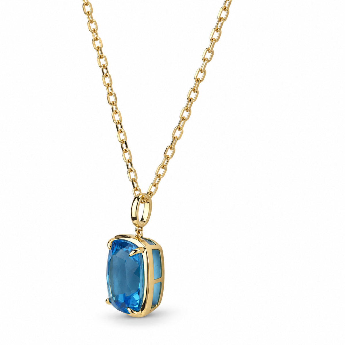 14k Gemstones Prong Set Pendant Necklace