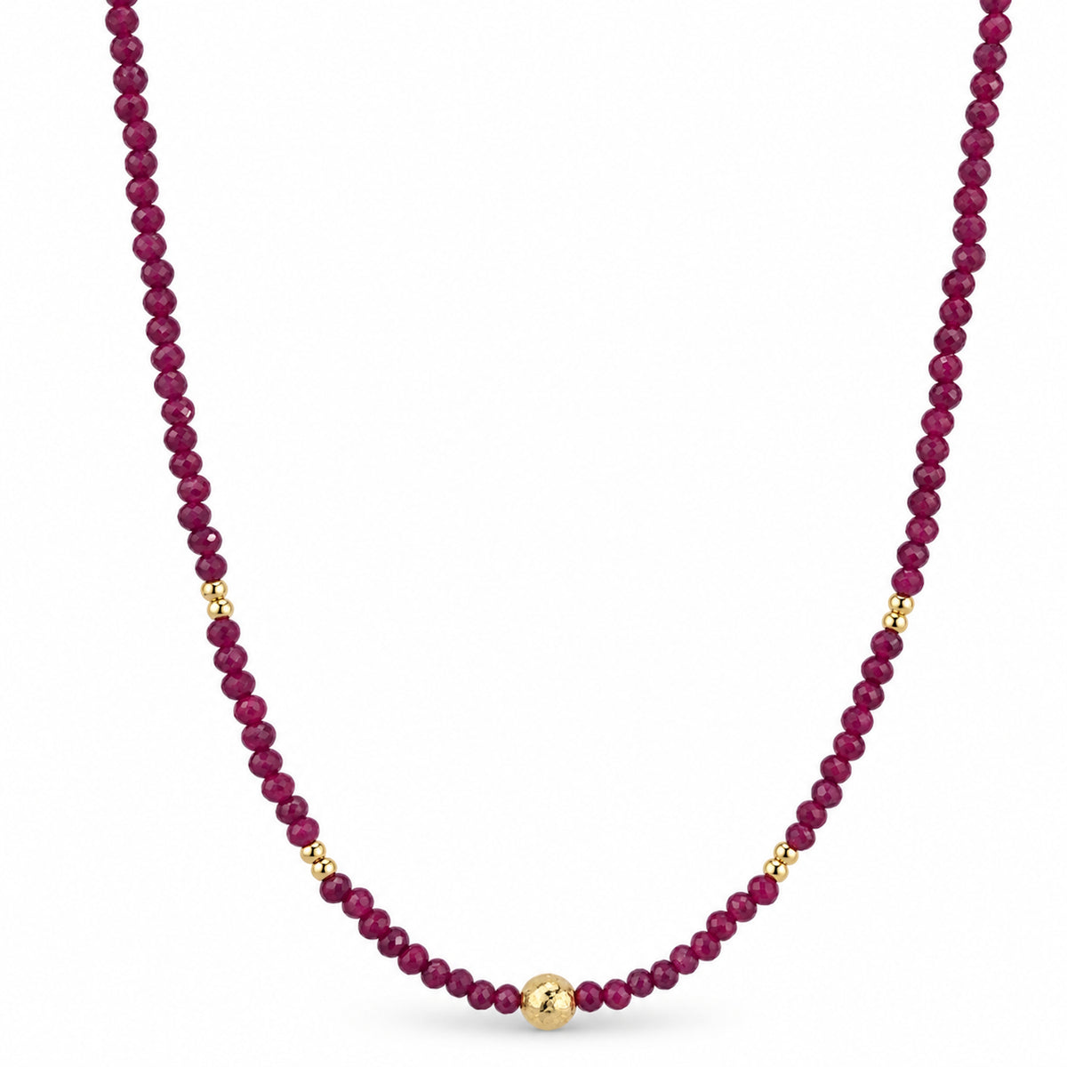 14k Multi Gemstone Glitter Ball Center Gold Ball Station Necklace