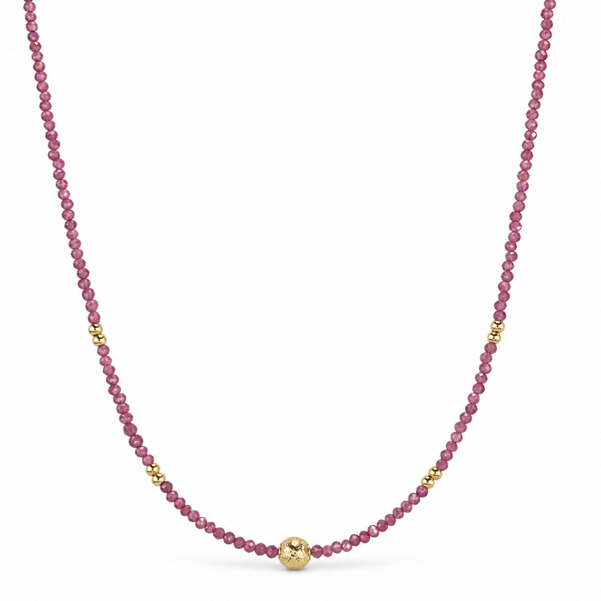 14k Multi Gemstone Glitter Ball Center Gold Ball Station Necklace